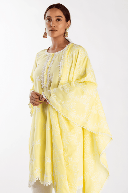 Mulmul Supima Cotton Stella Yellow Kurta