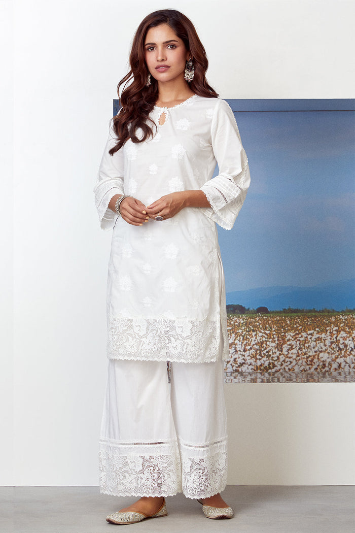 Mulmul Supima Cotton Sunkissed White Kurta