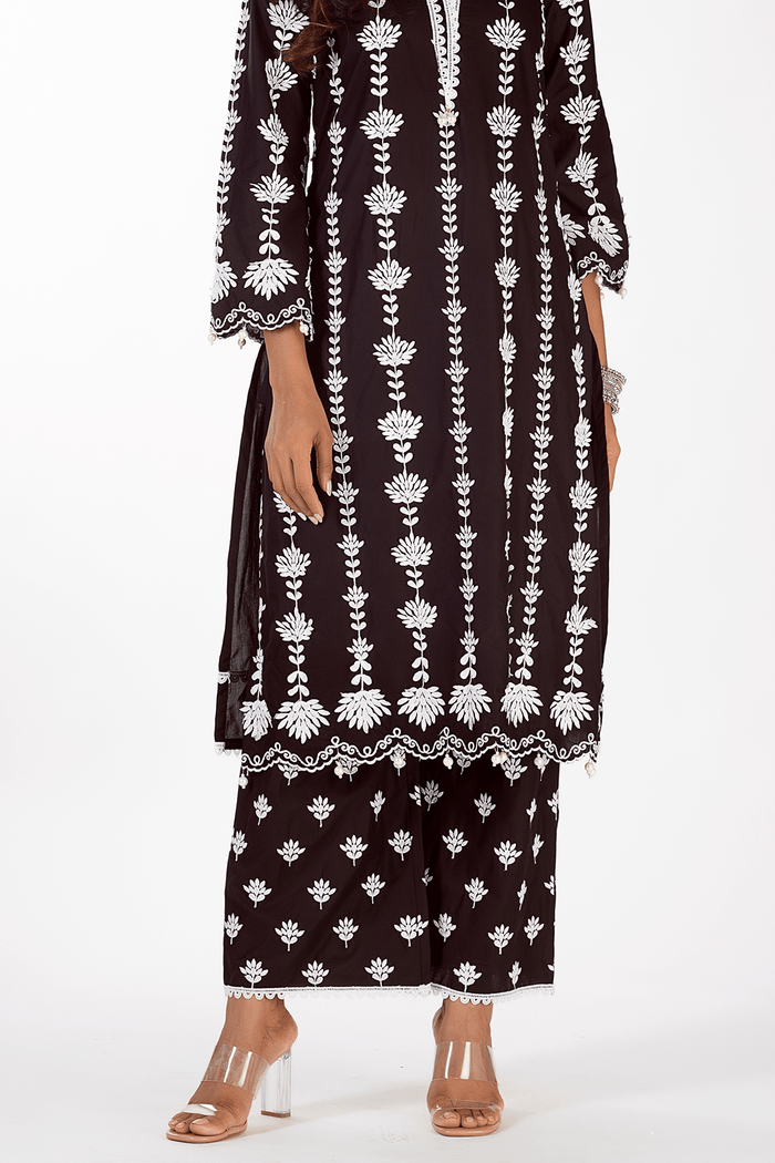 Mulmul Supima Cotton Zaira Black Kurta