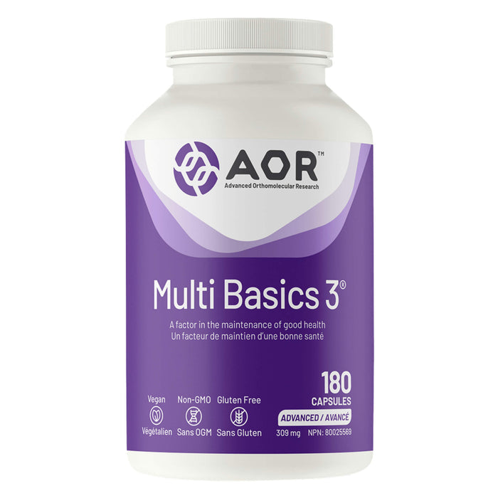Bottle of AOR Multi Basics 3® 180 Capsules
