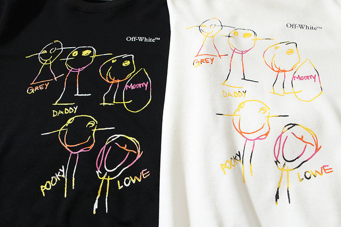OFF WHITE Cartoon line character round neck pullover sweatshirts