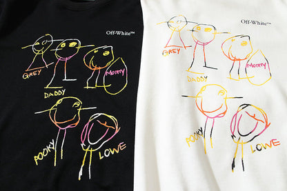 OFF WHITE Cartoon line character round neck pullover sweatshirts