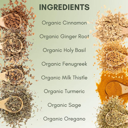 An Ingredient list for Organic Blood Sugar Balance.