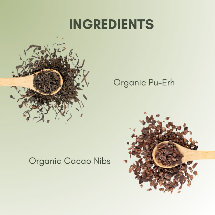An Ingredient list for Organic Cocoa Pu-Erh Tea.