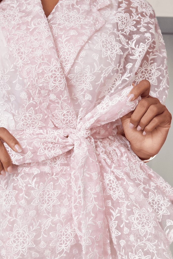 Celine Organza Pink Kimono With Flap Pant