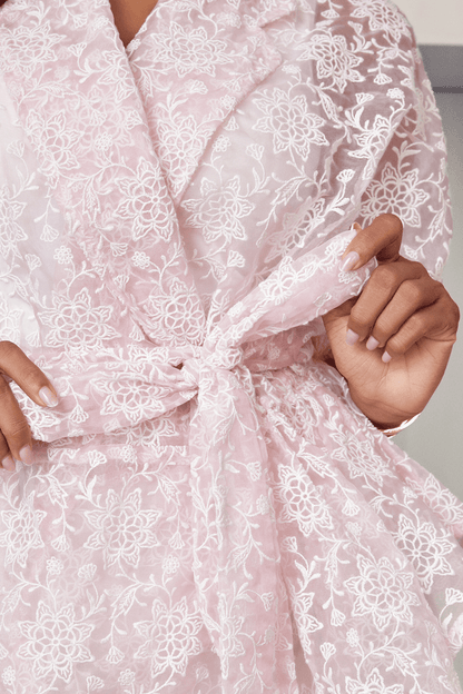 Celine Organza Pink Kimono With Flap Pant