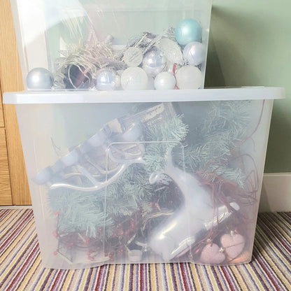 Pack of 4 - 80 Litre Crystal Plastic Storage Box with Lid Wham Storage