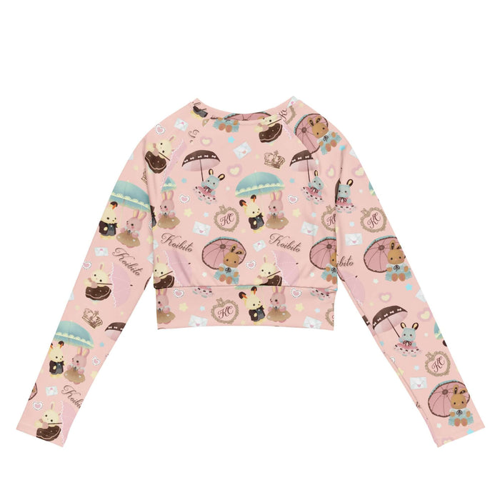 Parasol Bunny kawaii long-sleeved crop top with bunny couples and gold crowns