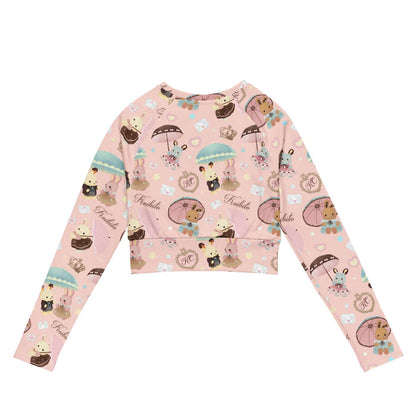Parasol Bunny kawaii long-sleeved crop top with bunny couples and gold crowns