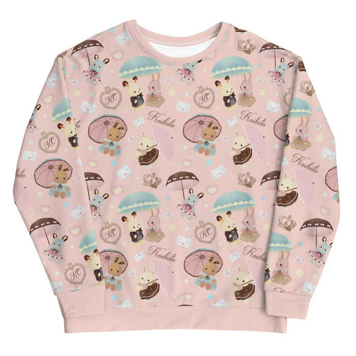 Parasol Bunny kawaii sweatshirt with mint parasols and satin bows