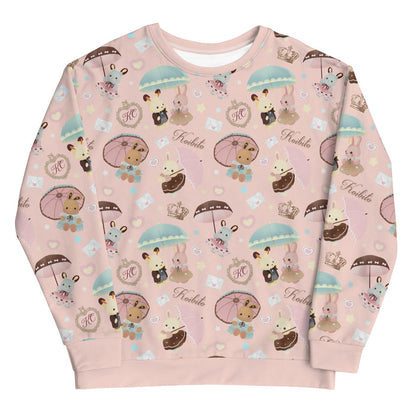 Parasol Bunny kawaii sweatshirt with mint parasols and satin bows