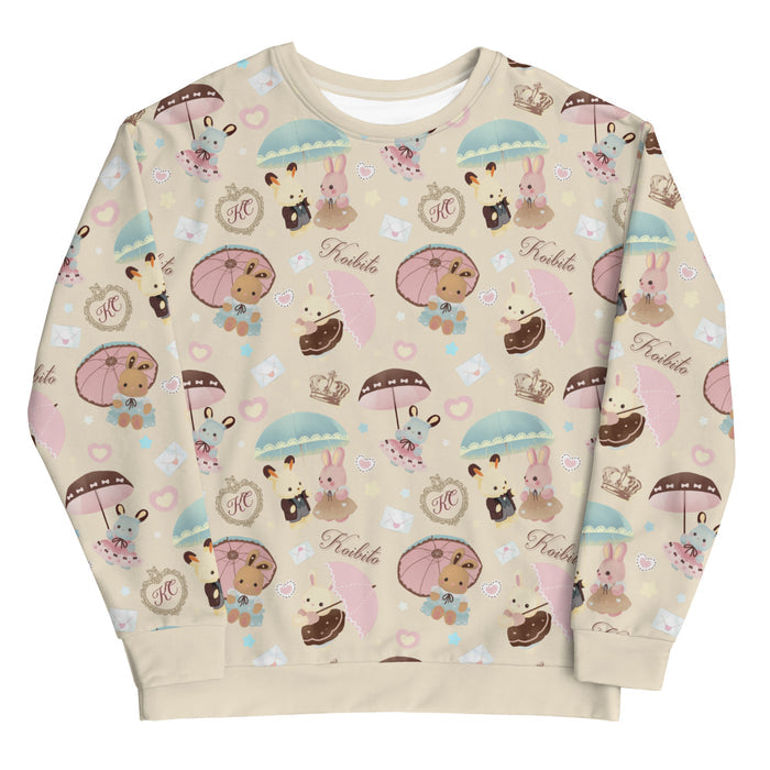 Parasol Bunny kawaii sweatshirt with tuxedoed bunnies and pastel stars