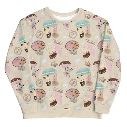 Parasol Bunny kawaii sweatshirt with tuxedoed bunnies and pastel stars