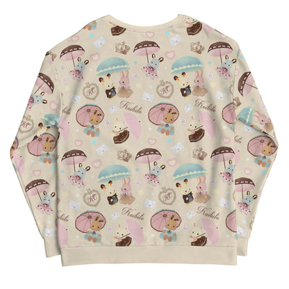 Parasol Bunny kawaii sweatshirt with frilled parasols and heart-sealed envelopes