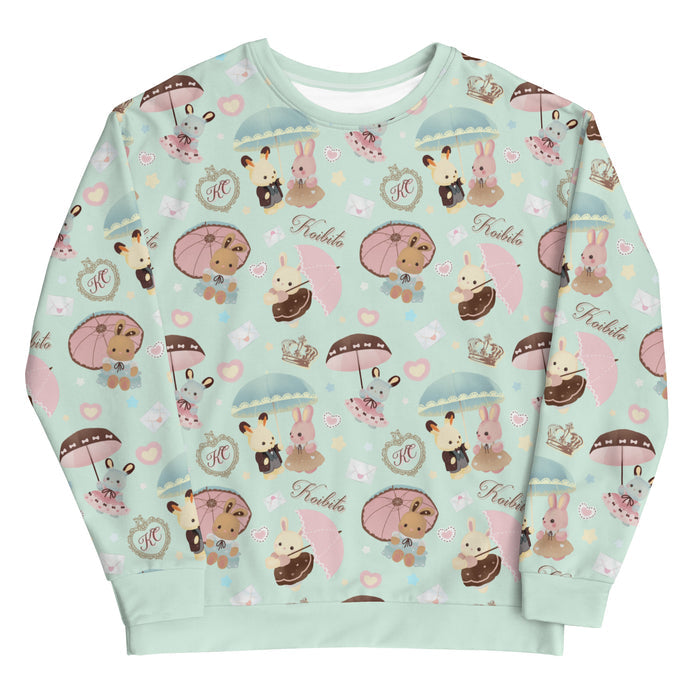 Parasol Bunny kawaii sweatshirt with bunny couples and gold crowns
