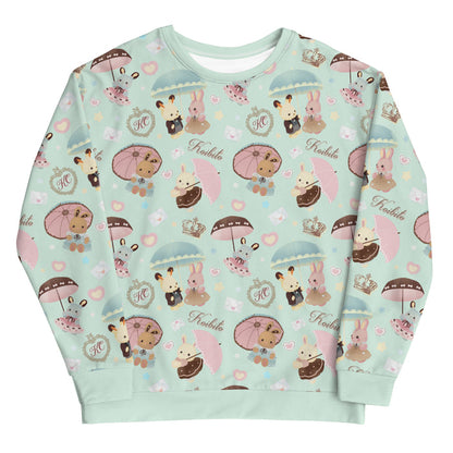 Parasol Bunny kawaii sweatshirt with bunny couples and gold crowns
