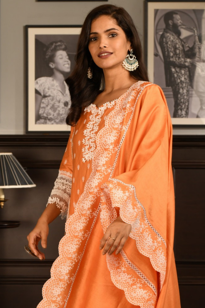 Pima Satin Merry Kurta With New Pintuck Pyajama