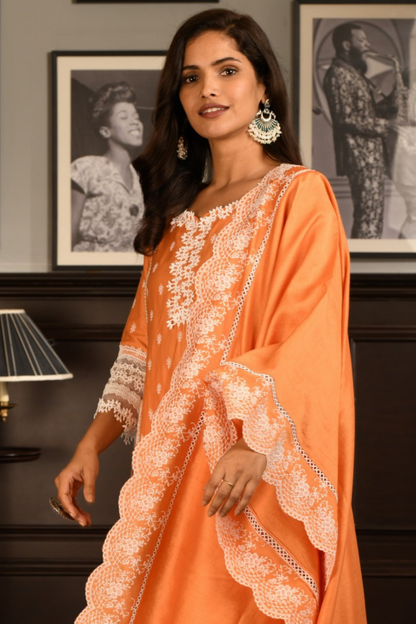 Pima Satin Merry Kurta With New Pintuck Pyajama