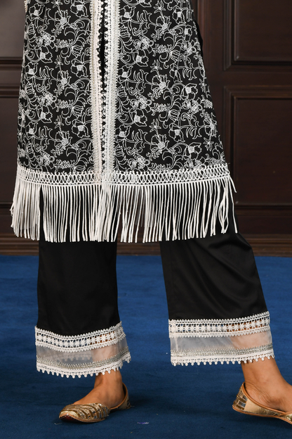 Pima Satin Rafa Kurta With Rafa pyajama