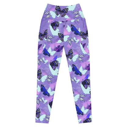 Butterfly kawaii premium leggings with cobalt morphos and violet wings