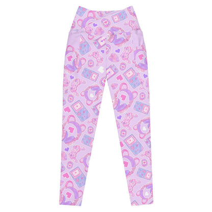Gamer Girl kawaii premium leggings in pink with Game Boy handhelds and 8-bit hearts