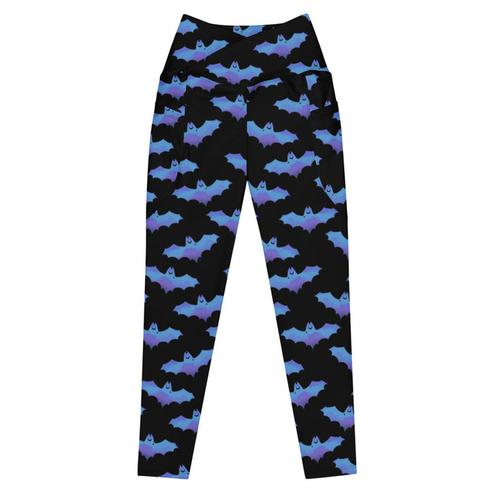 Lilith alternative leggings in blue with bats and crescent moons