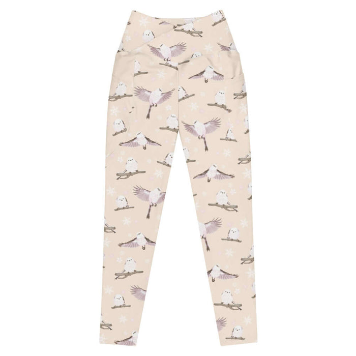 Snow Bird kawaii premium leggings in soft pastels with pink-cheeked enagas and crystalline snowflakes