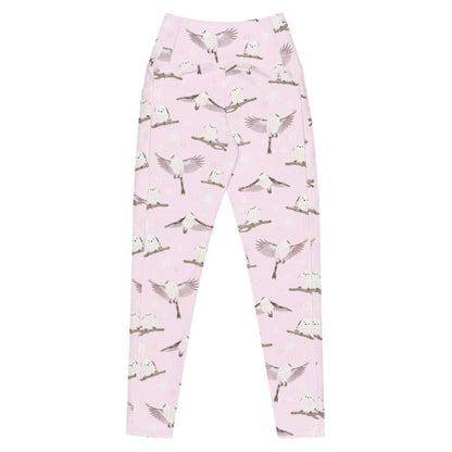 Snow Bird kawaii premium leggings in soft pastels with snowflakes and soft pink cheeks