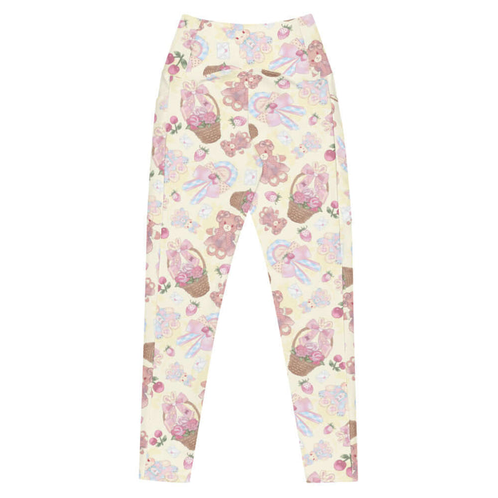 Sweet Teddy kawaii premium leggings in pastel with satin bows and pastel hearts