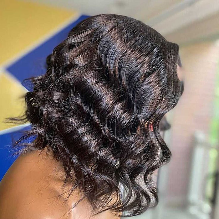 180% density bob wigs, voluminous human hair short bob wigs for Black queens