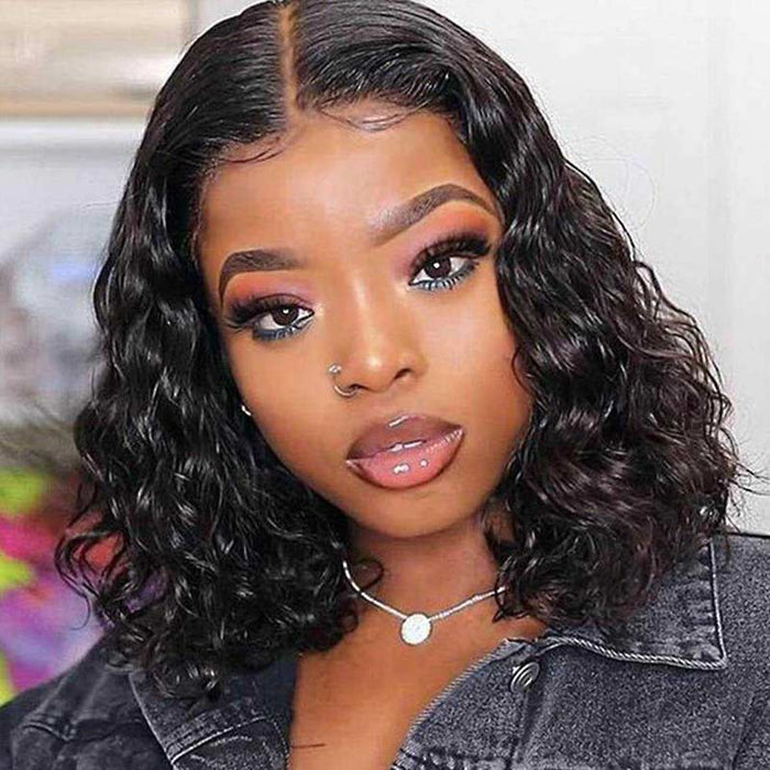 easy wear short bob wigs, real human hair bob wigs with 13x4 lace for textured hair