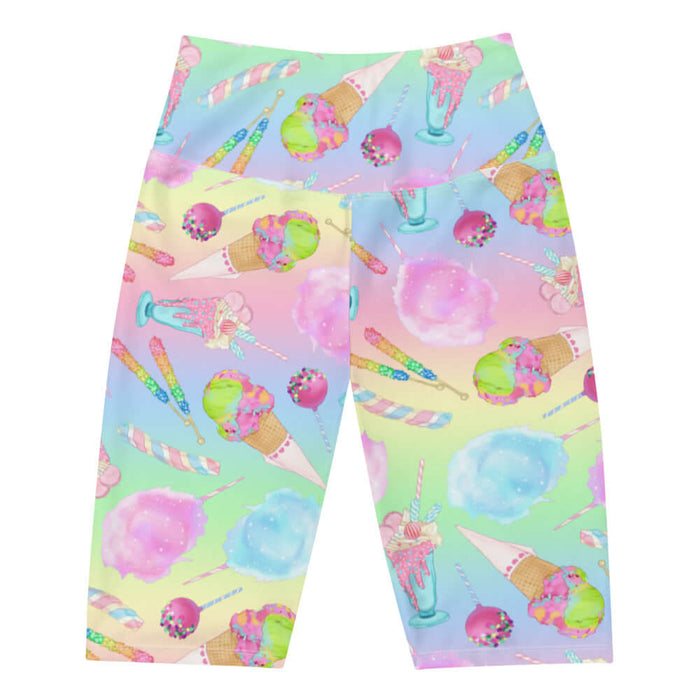 Rainbow Candy kawaii biker shorts in pastel rainbow with marshmallow twists and whipped parfaits