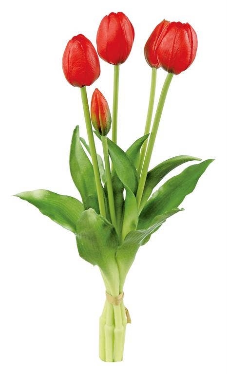 Real Touch Red Tulip Bundle – Set of 5