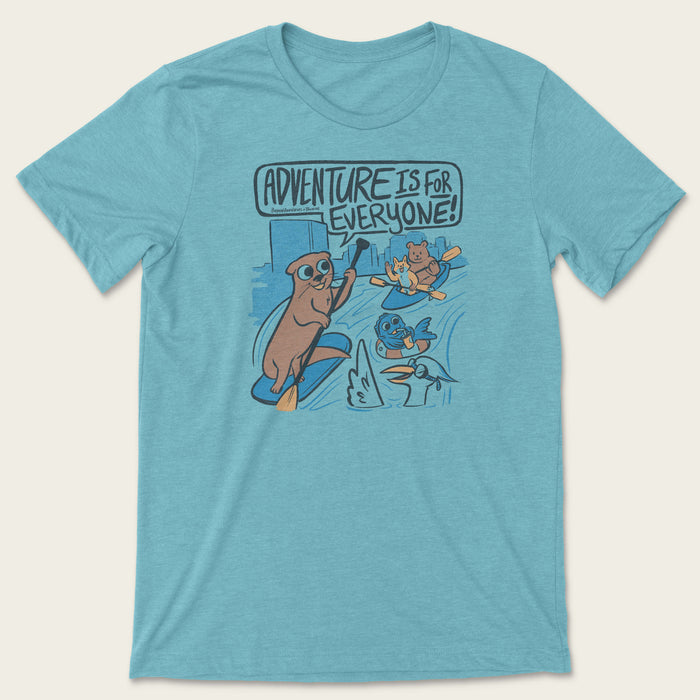 River Crew Tee - Heather Blue Lagoon
