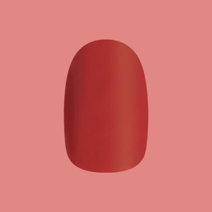 Roar - Tab Press-On | Extra Short | Round in bold pinky red, quick and easy press-on false nail for at home mani