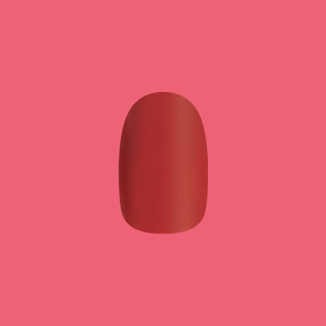Roar - Tab Press-On | Extra Short | Round in bold pinky red matte false nail for easy at-home mani