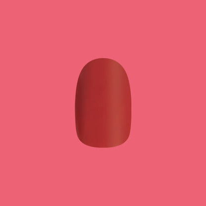 Roar - Tab Press-On | Extra Short | Round in bold pinky red matte false nail for easy at-home mani