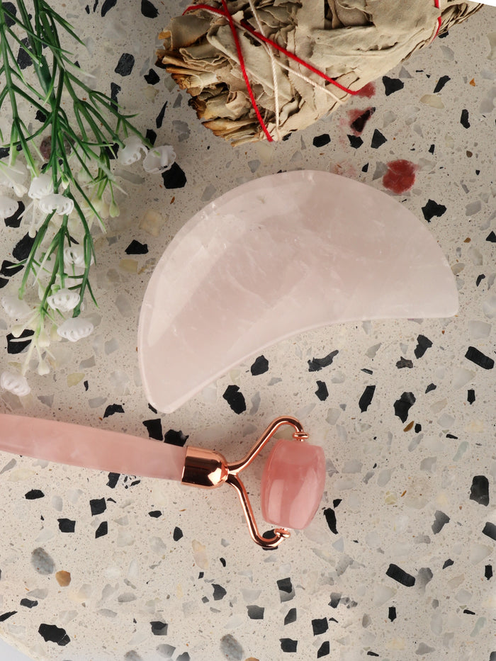 Rose Quartz Crystal Moon Dish | Pink-Image 1
