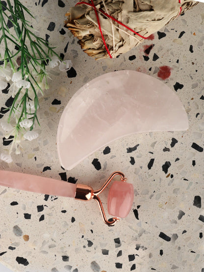 Rose Quartz Crystal Moon Dish | Pink-Image 1