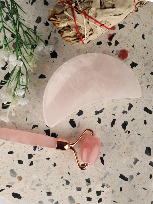 Rose Quartz Crystal Moon Dish | Pink-Image 1