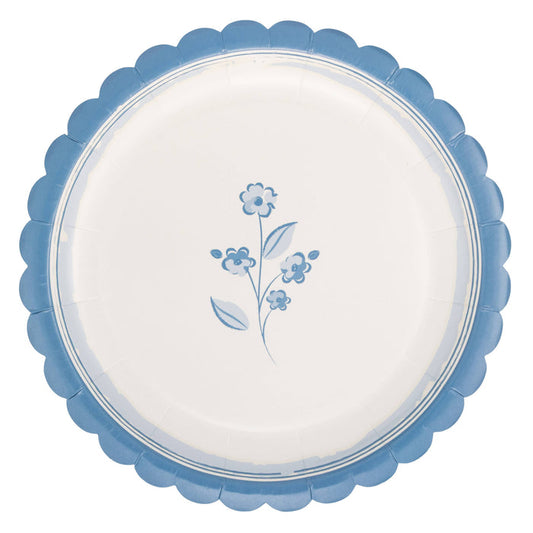 Round Blue Flower 8" Plate