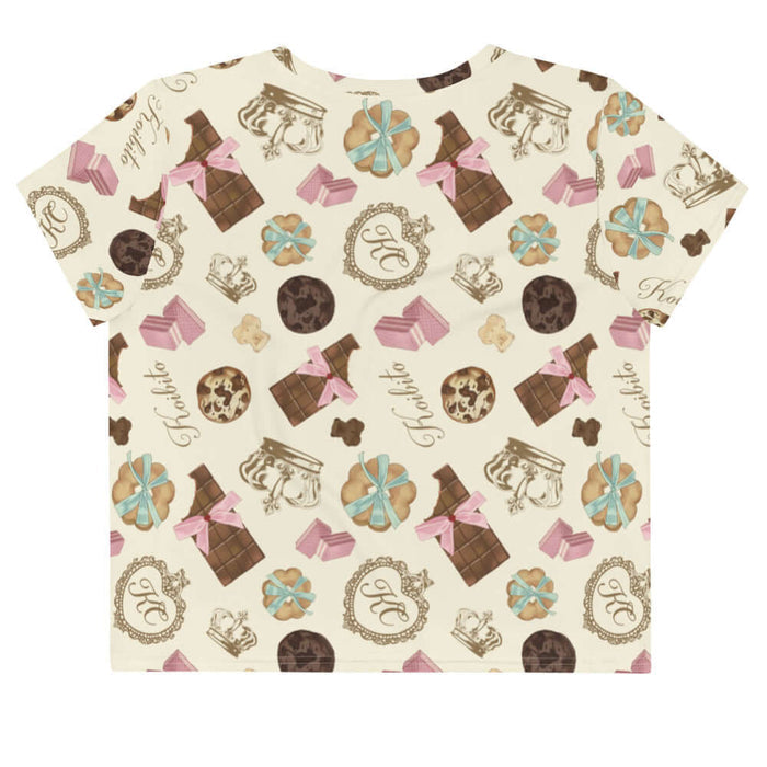 Royal Cookie kawaii crop top in vanilla cream with vanilla bear cookies and gold crowns