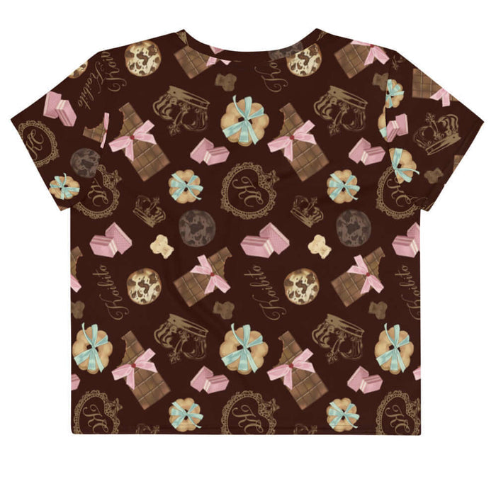 Royal Cookie kawaii crop top in milk chocolate with gold crowns and milk-chocolate bars