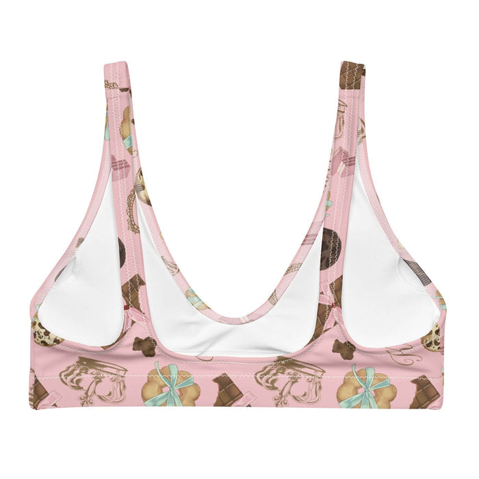 Royal Cookie kawaii padded bikini top in vanilla cream with chocolate-chip cookies and strawberry wafers