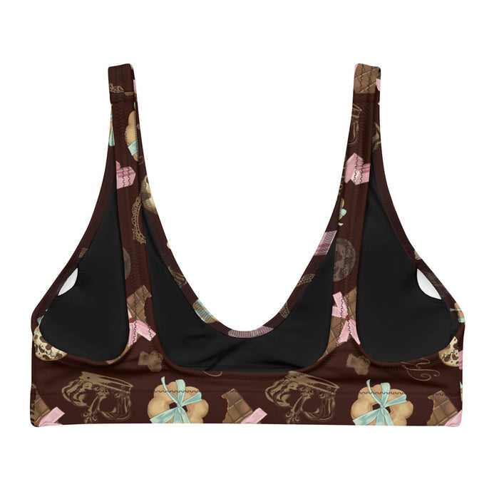 Royal Cookie kawaii padded bikini top in vanilla cream with ribbon-tied cookies and cocoa truffles