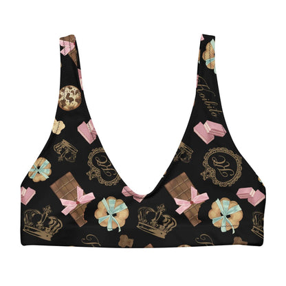 Royal Cookie kawaii padded bikini top in vanilla cream with vanilla bear cookies and gold crowns