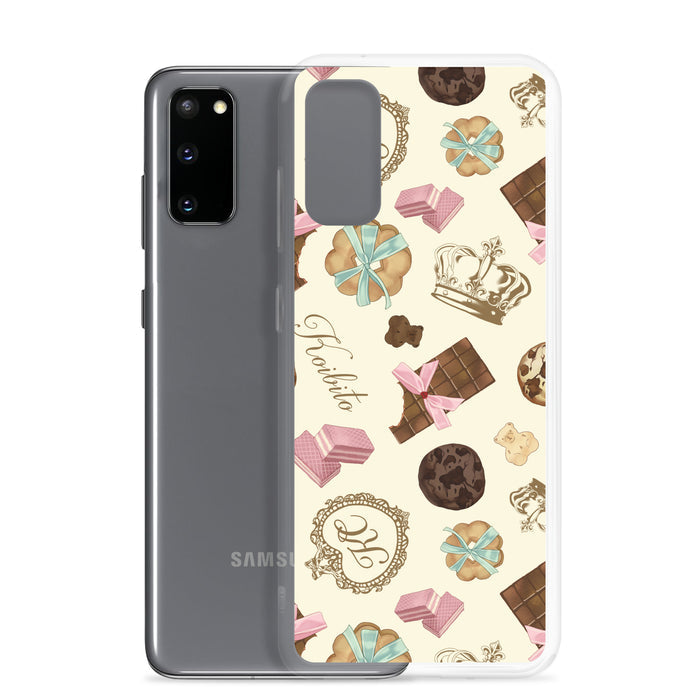 Stylish Royal Cookie Samsung® Clear Case with cookie and chocolate design, perfect for protecting your Galaxy S20.