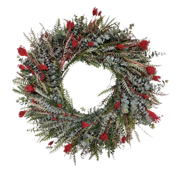Ruby Frost Eucalyptus Wreath Close Up - Image