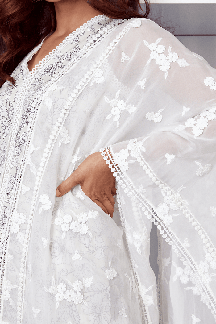 Salone Supima Cotton Off White Kurta with Palazzo Set