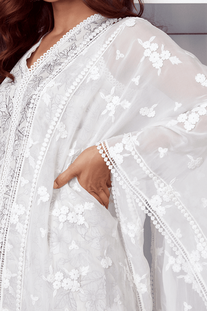 Salone Supima Cotton Off White Kurta with Palazzo Set